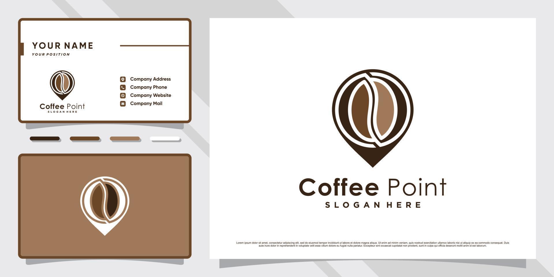 ispirazione per il design del logo dell'icona del punto caffè con il vettore premium del modello di biglietto da visita