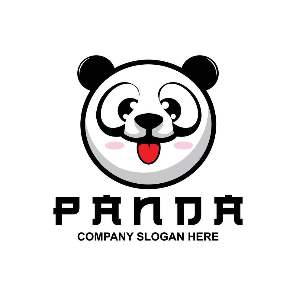 carino panda logo disegno vettoriale, illustrazione di sfondo animale vettore