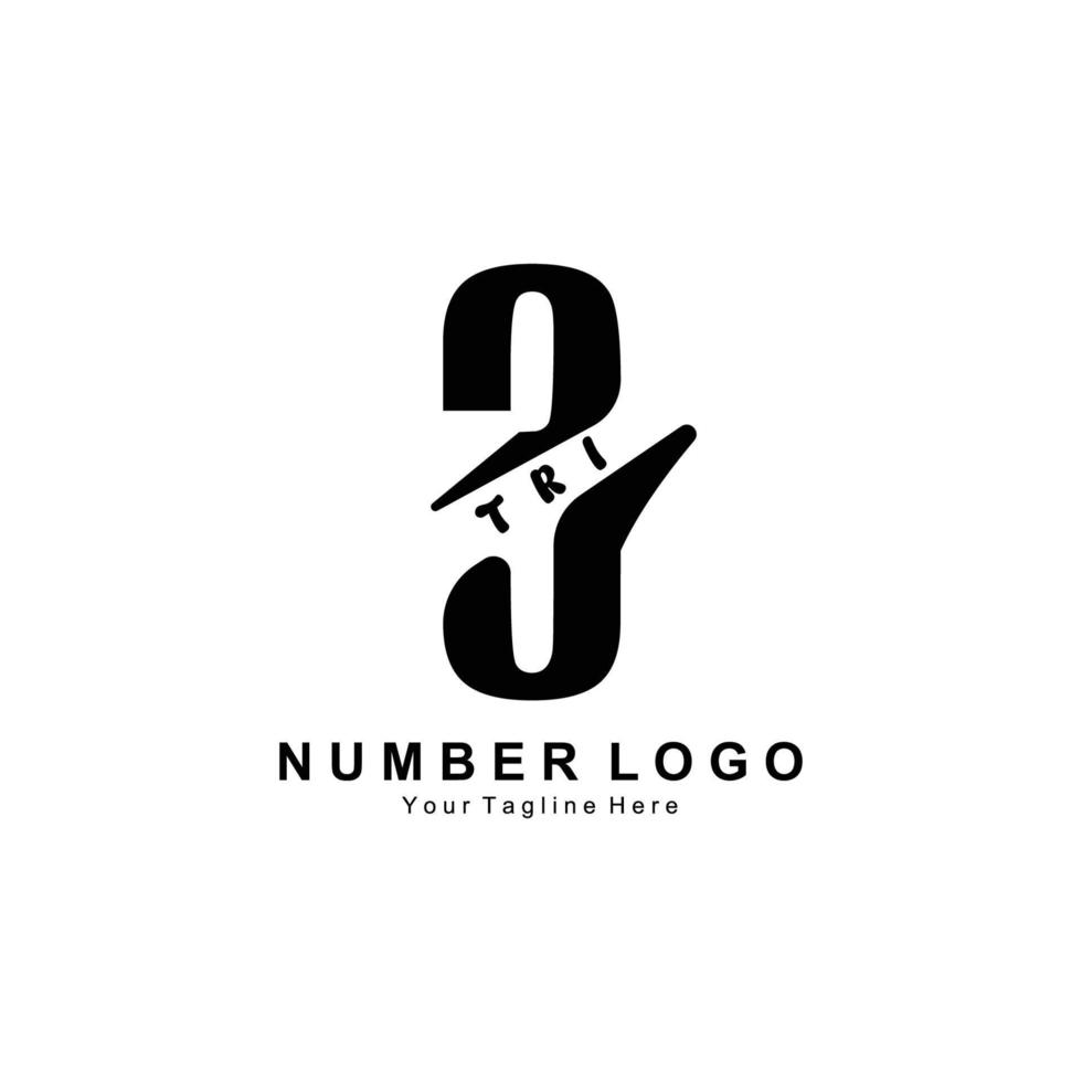 numero 3 tre logo design, vettore icona premium, illustrazione per azienda, banner, adesivo, marchio del prodotto