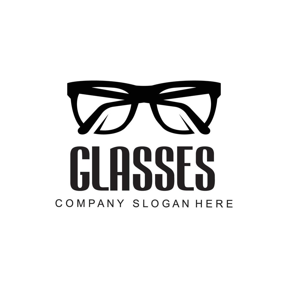 design del logo degli occhiali, illustrazione vettoriale di strumenti ottici per lo stile e mantenere la salute degli occhi