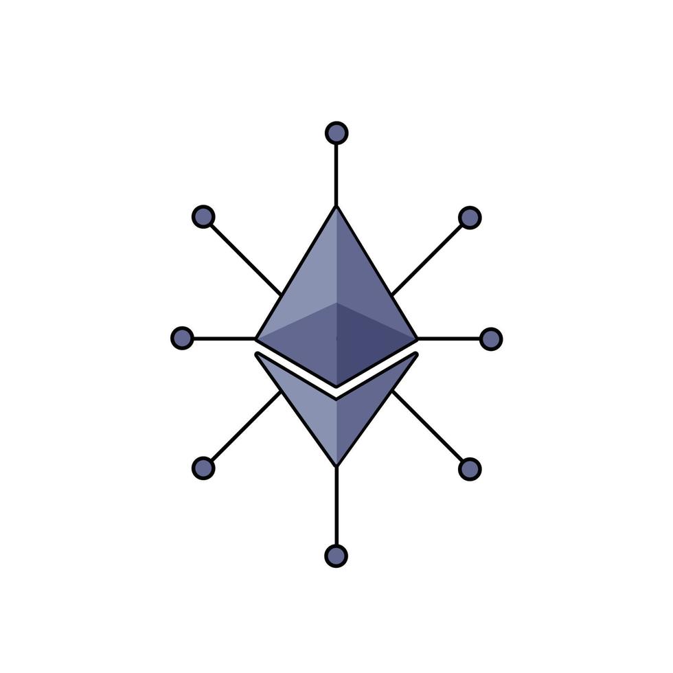 design dell'illustrazione della rete dell'hub ethereum vettore