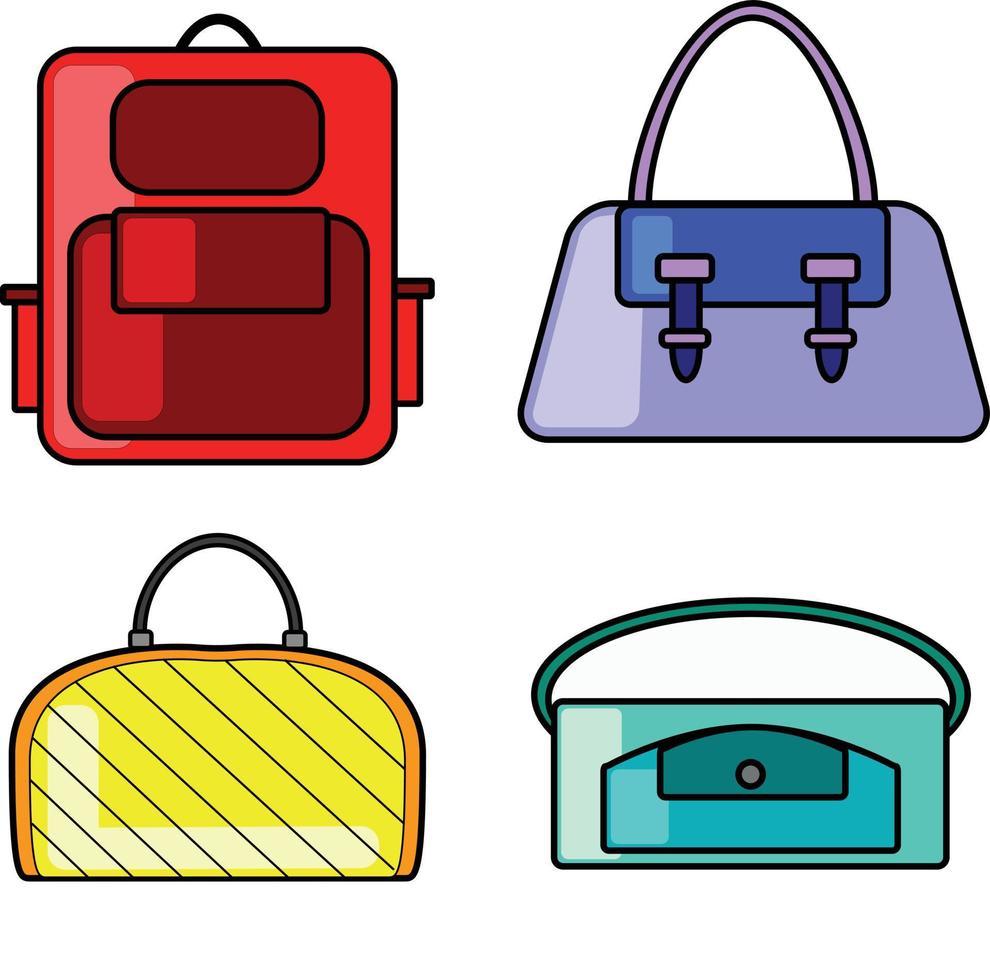 set di icone carino borsa e borsa vettore