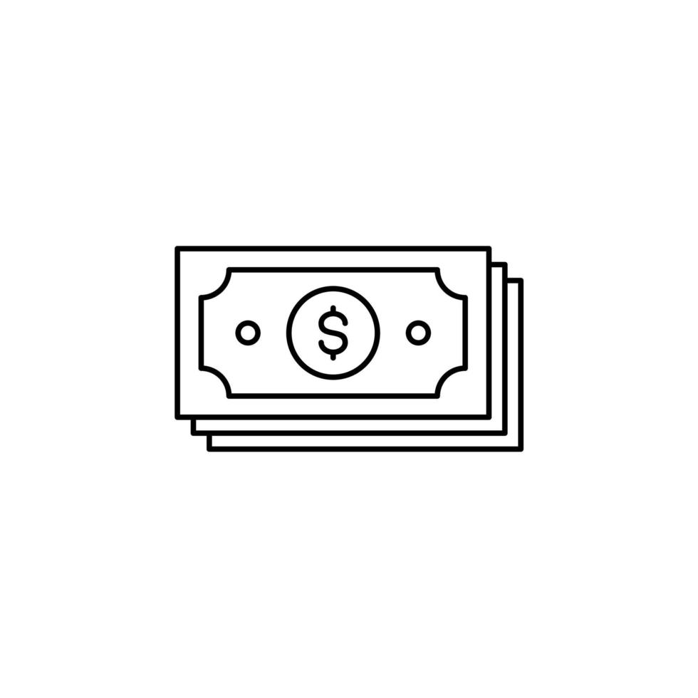 denaro, contanti, ricchezza, pagamento icona linea sottile illustrazione vettoriale modello logo. adatto a molti scopi.