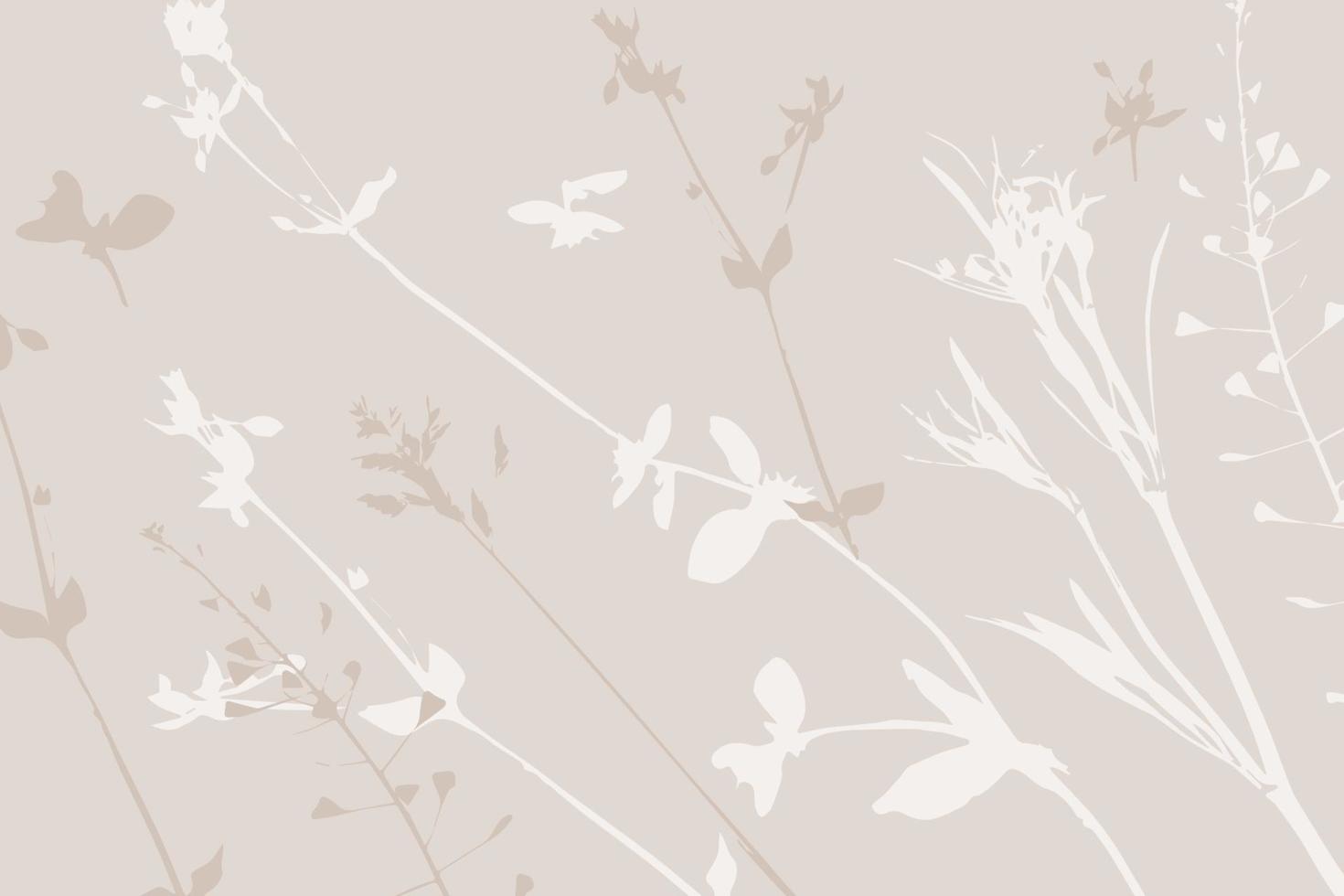 sfondo di sagome floreali in colori pastello. piante diverse su sfondo beige. disegno naturale vettore