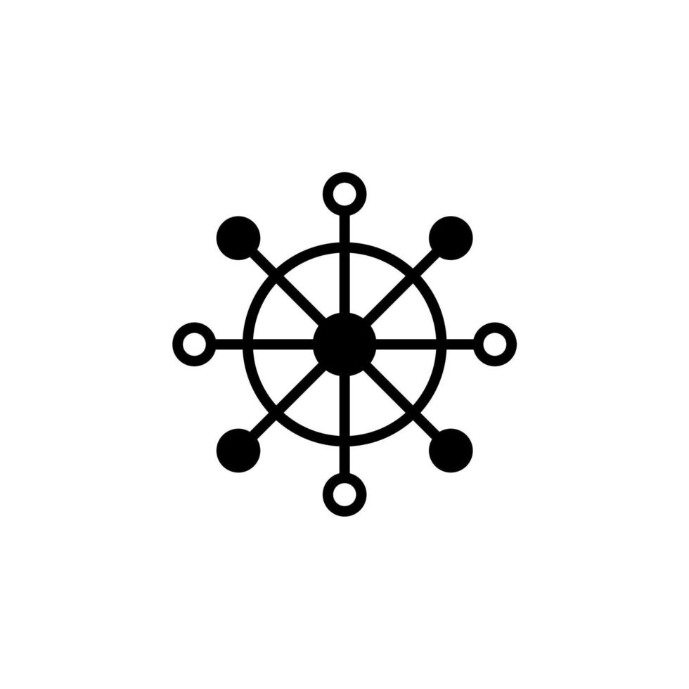 modello del logo dell'illustrazione vettoriale dell'icona della linea continua del timone, della nautica, della nave, della barca. adatto a molti scopi.