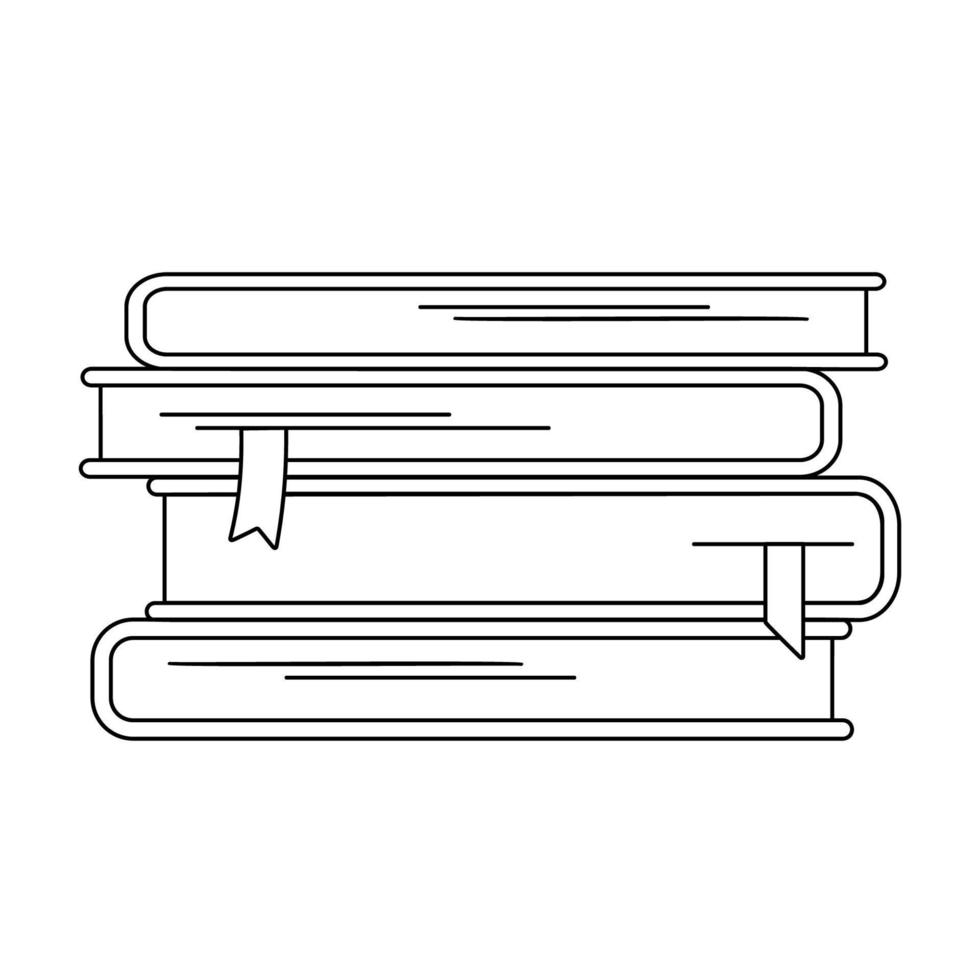 libri con letteratura stampata segnalibro per la lettura e lo studio. illustrazione della linea vettoriale isolata su sfondo bianco. icona della pila di libri