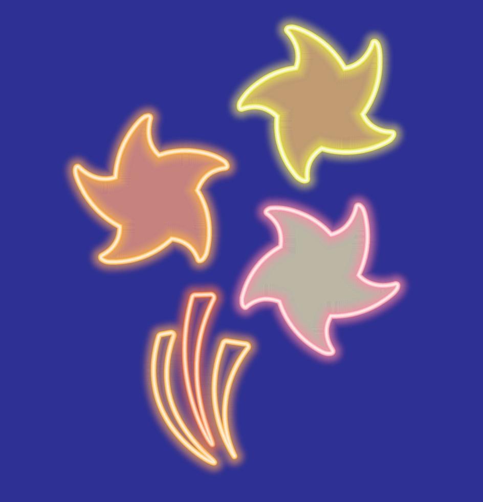 fuochi d'artificio astratti di stelle al neon. luminarie della città. disegno del campione del labirinto. vettore