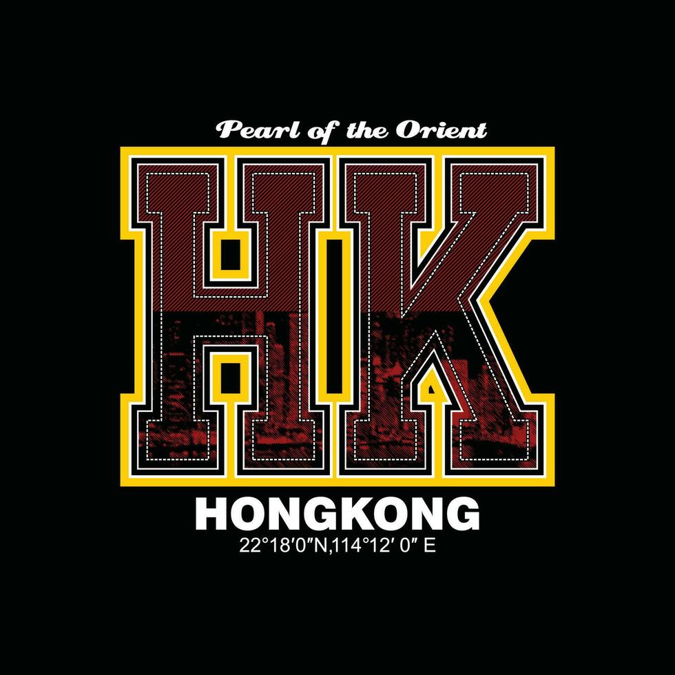 Hong Kong, moderno di tipografia e lettering graphic design in vector illustration.tshirt, abbigliamento, abbigliamento e altri usi