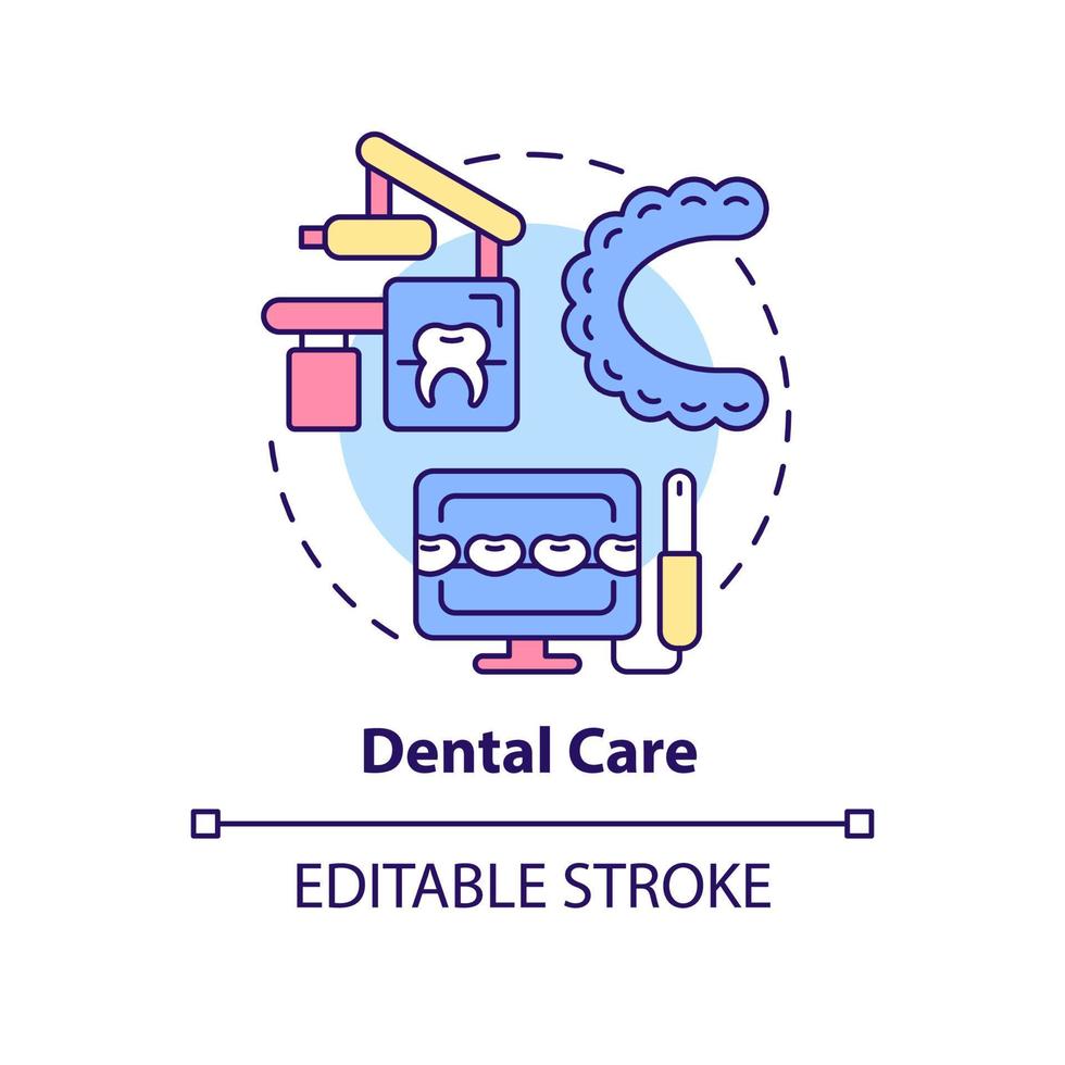 icona del concetto di cura dentale. reparto di odontoiatria. illustrazione della linea sottile dell'idea astratta del servizio del centro medico. disegno di contorno isolato. tratto modificabile. vettore