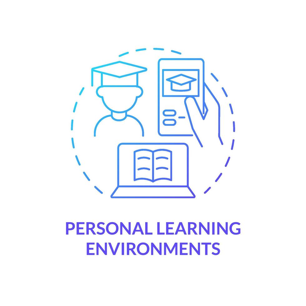 icona del concetto di gradiente blu degli ambienti di apprendimento personale. fonte in linea. contesti di apprendimento permanente idea astratta linea sottile illustrazione. disegno di contorno isolato. vettore