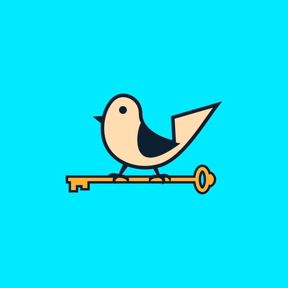 illustrazione vettoriale del design del logo chiave dell'uccello