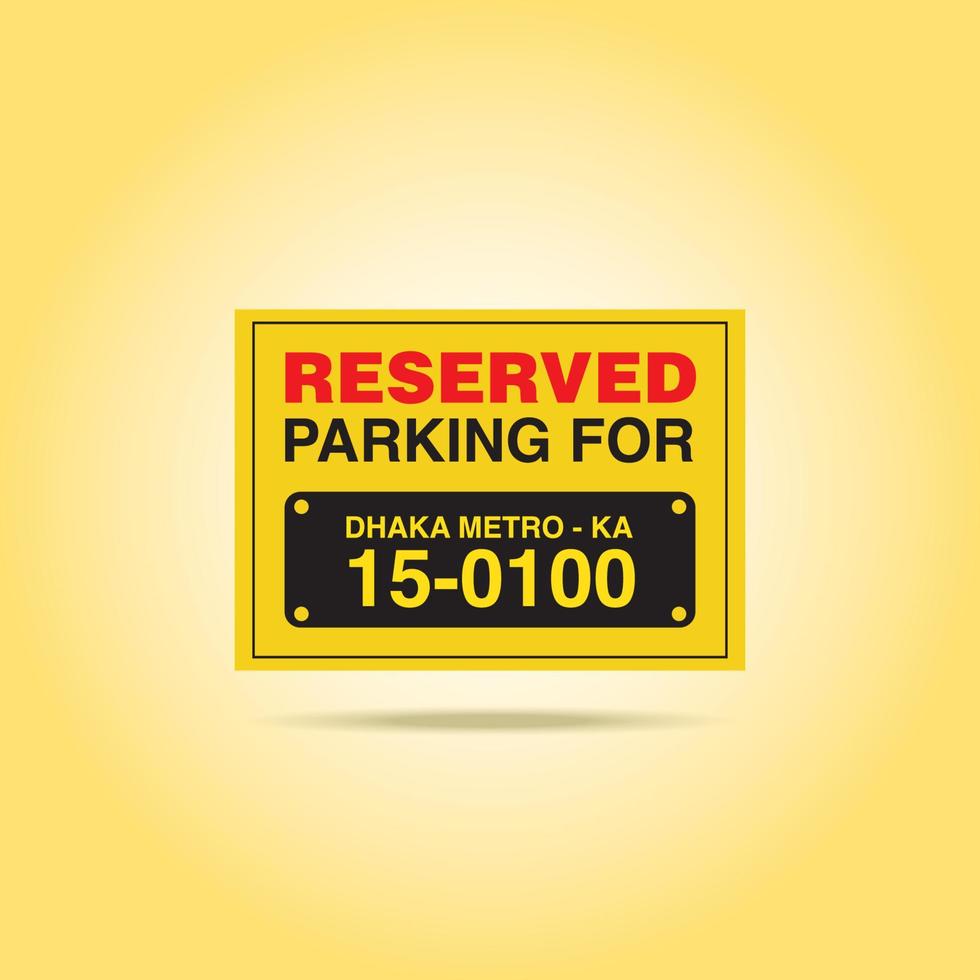 parcheggio riservato segno vettoriale per ufficio, centro commerciale, parcheggio seminterrato di casa