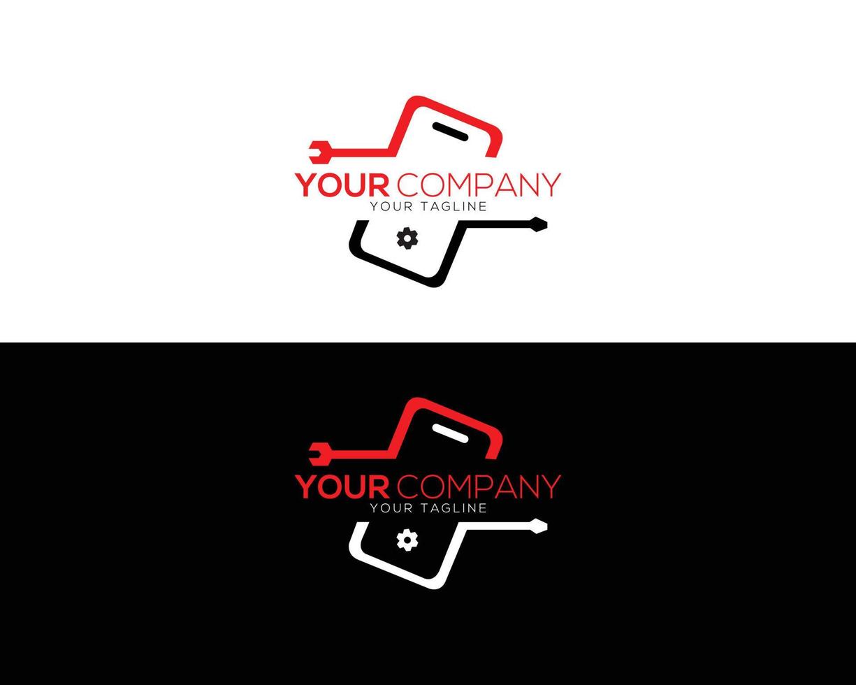 concetto di illustrazione di progettazione di logo di servizio di riparazione di telefoni cellulari. vettore