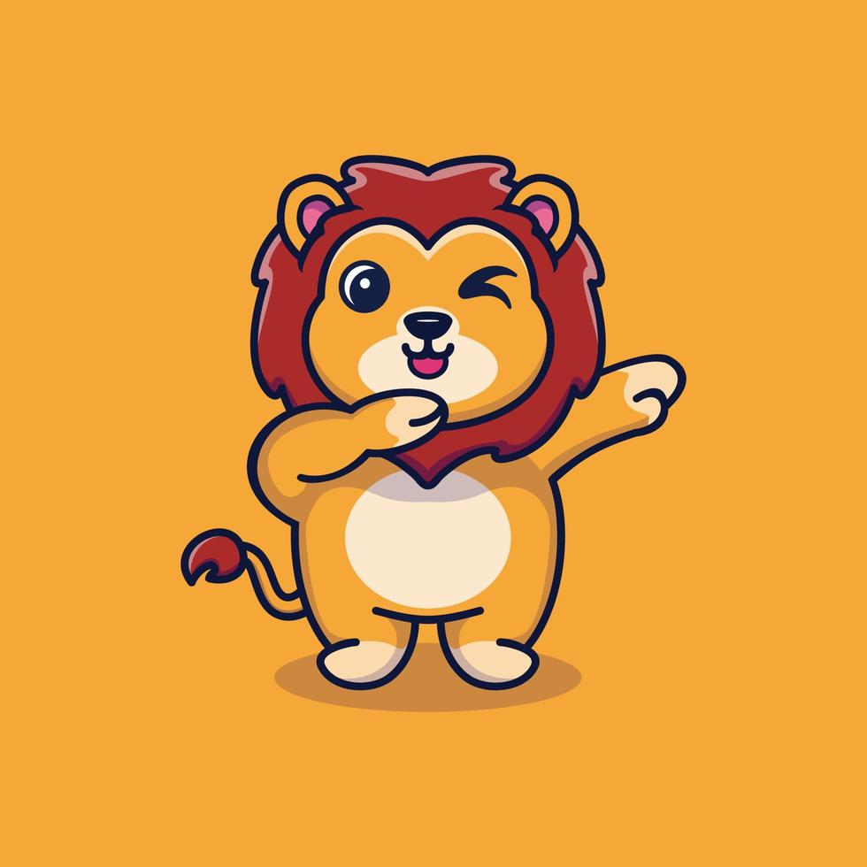 illustrazione dell'icona di vettore del fumetto di tamponamento del leone carino