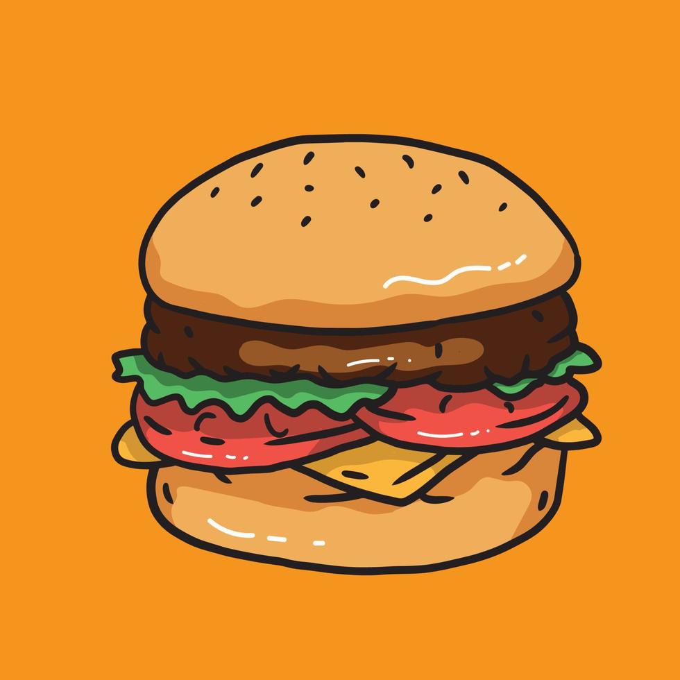 panino con carne di hamburger. icona di hamburger. hamburger di vettore