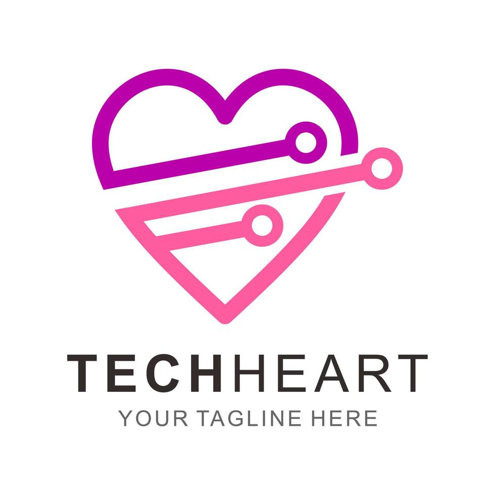 logo del cuore tecnologico vettore