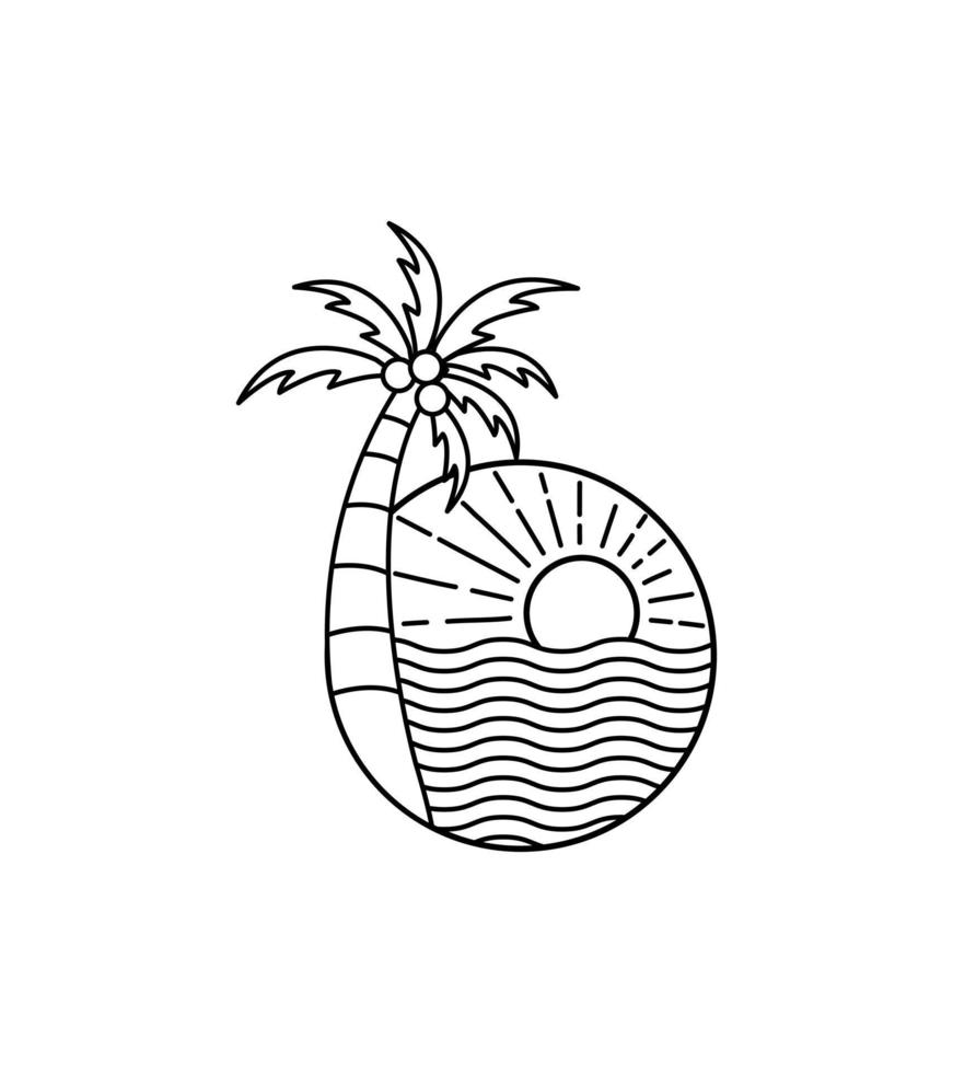 lettera di design b a forma di albero di cocco e spiaggia vettore