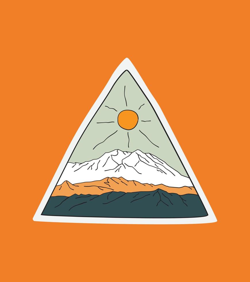 montagne rocciose disegno vettoriale durante il giorno per il design di badge, emblema, t-shirt art, tee design