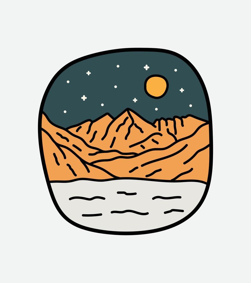 paesaggio del colorado di notte per il design di badge, emblema, t-shirt art, tee design vettore