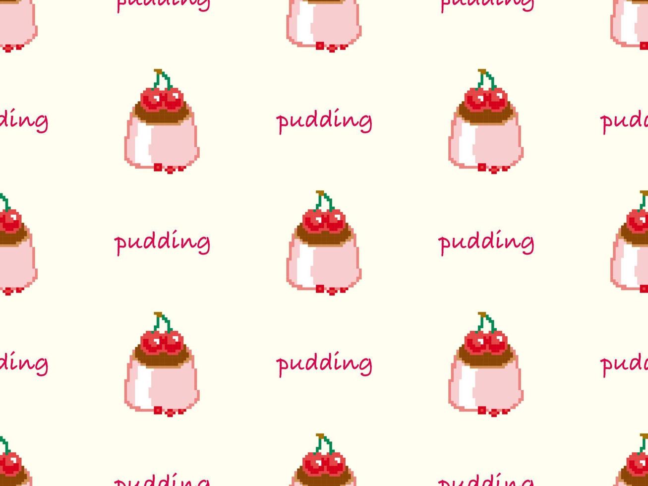 Pudding personaggio dei cartoni animati senza cuciture su sfondo giallo. stile pixel vettore