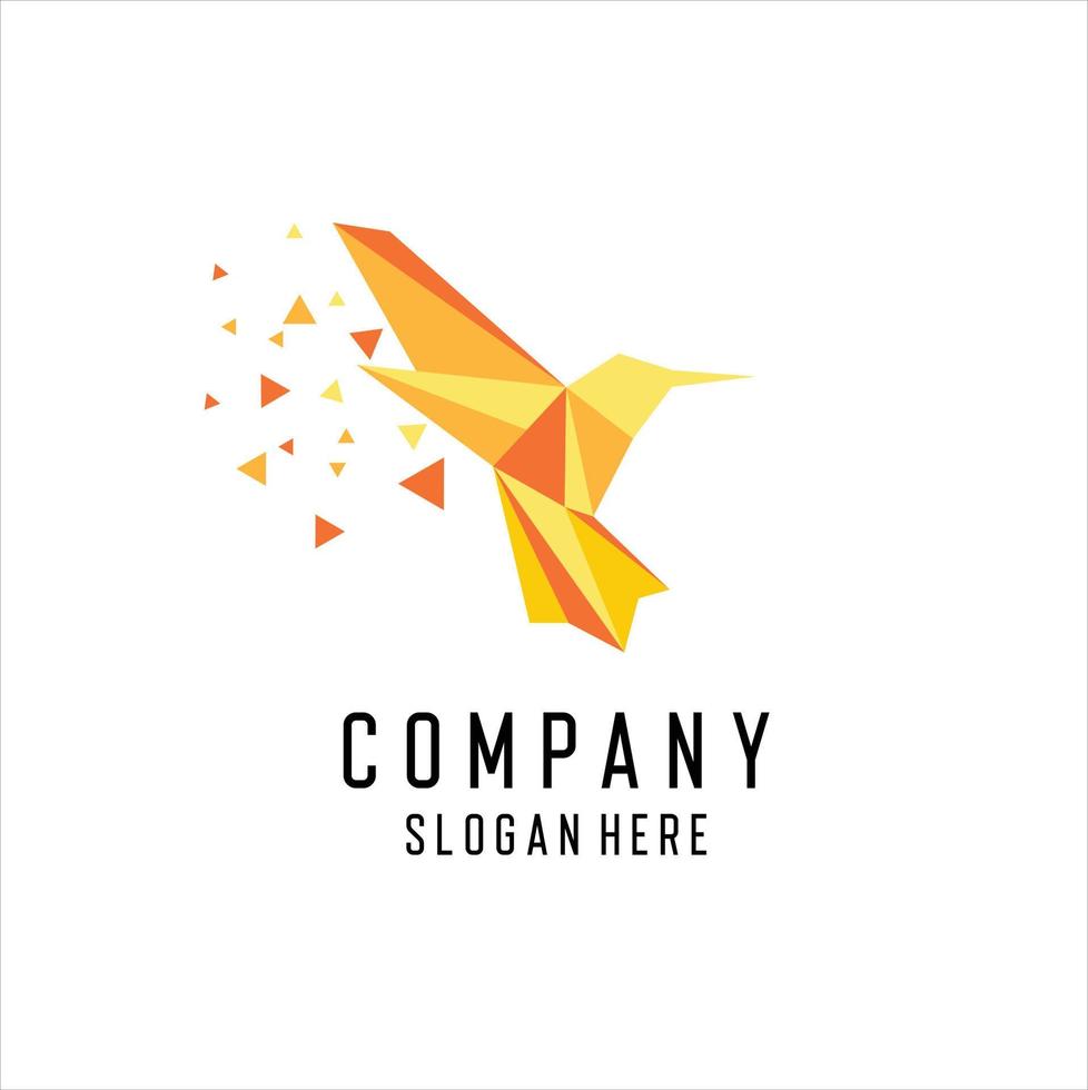 tecnologia di origami di uccelli, design del logo di uccelli astratti creativo, ispirazione per il design del logo vettore