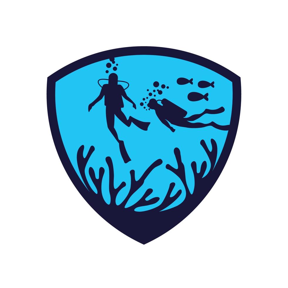 modello di logo vettoriale per immersioni subacquee. logo subacqueo
