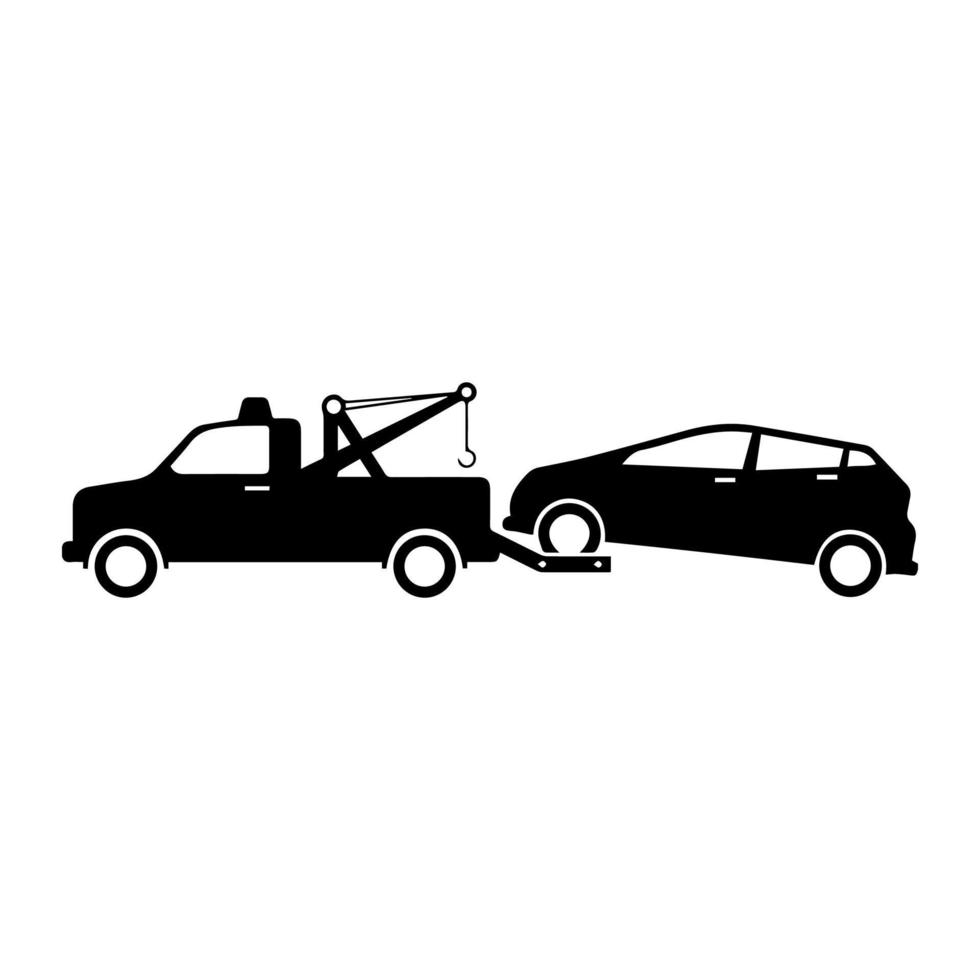 icona del carro attrezzi e macchina rotta vettore