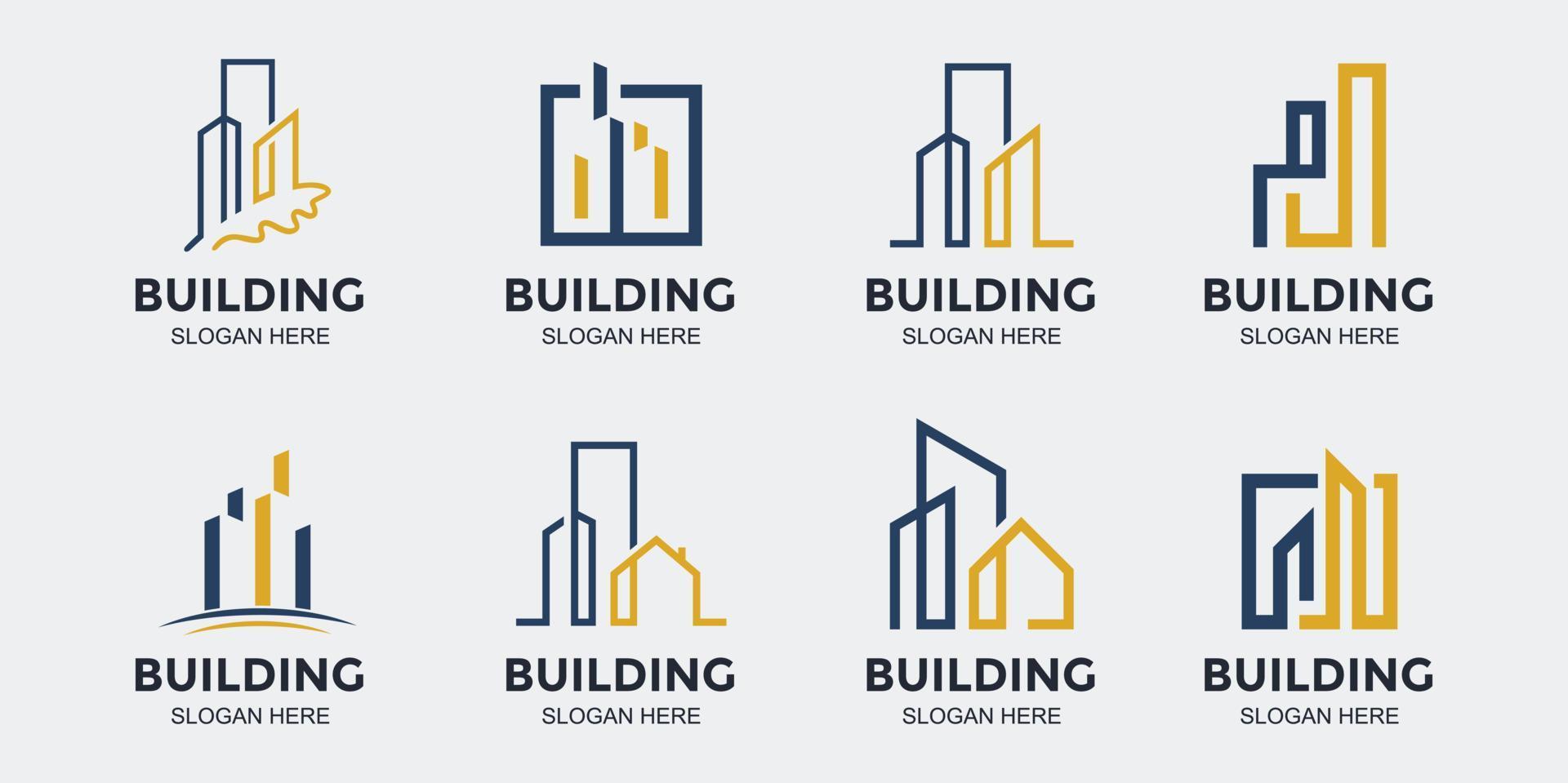 set di logo dell'edificio minimalista e semplice vettore