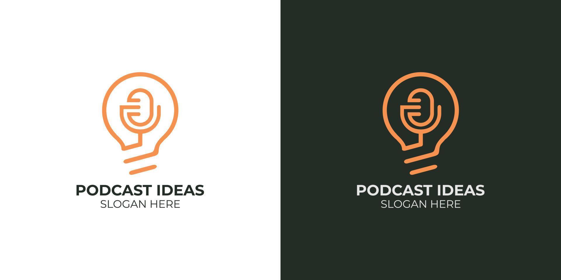 set di loghi di idee per podcast minimalisti vettore