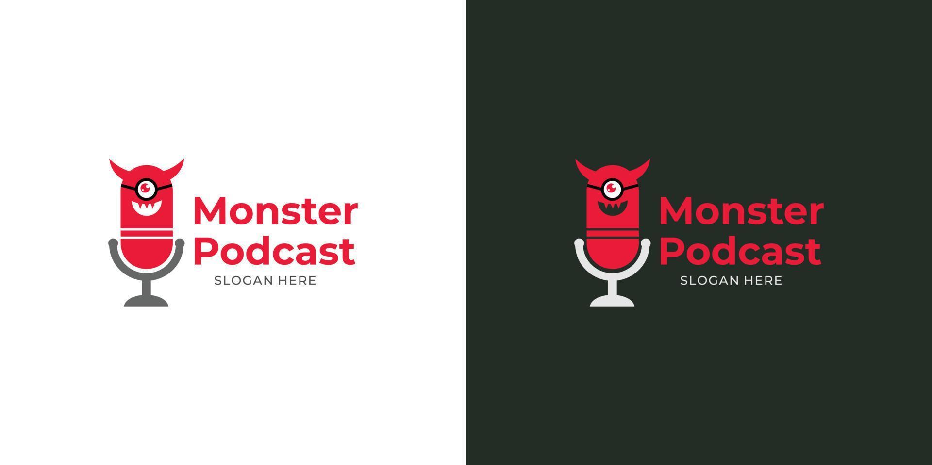 set di logo mostro podcast moderno vettore
