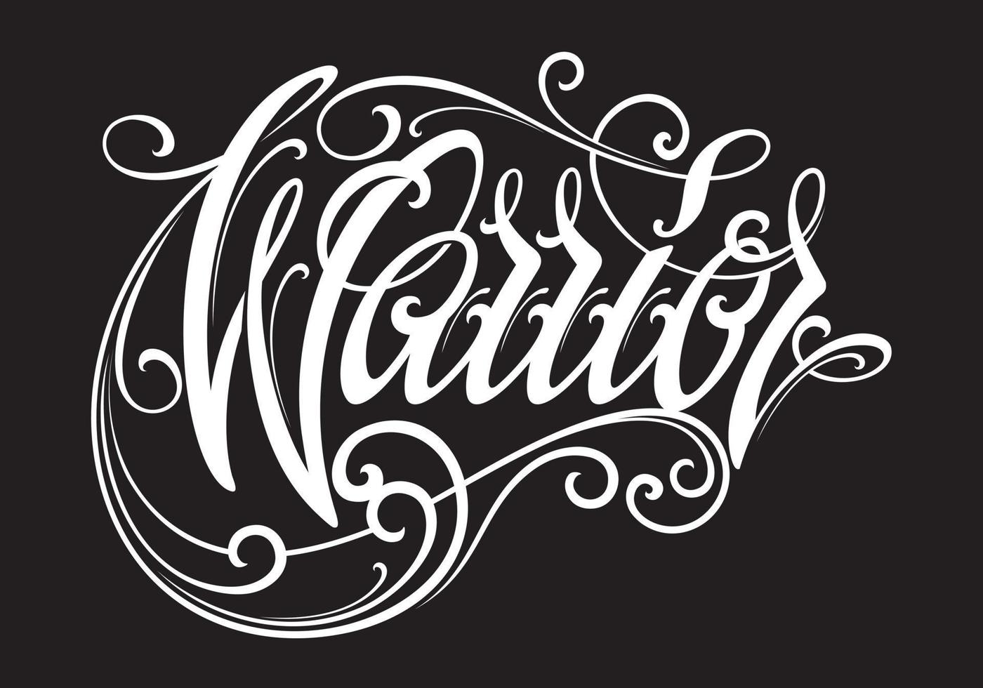 lettering guerriero in stile tatuaggio moderno. elemento di design vettore