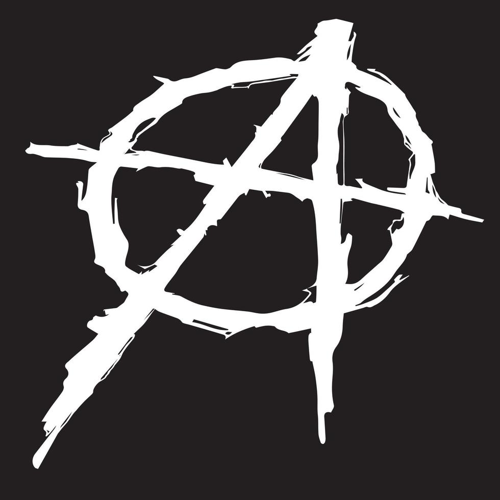 illustrazione sgangherata del simbolo dell'anarchia vettore