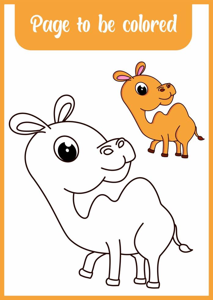 libro da colorare per bambini, cammello carino vettore