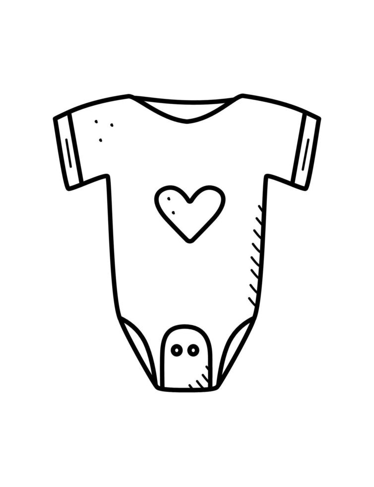 scarabocchio del fumetto della tuta del bambino. illustrazione vettoriale di vestiti per neonati.