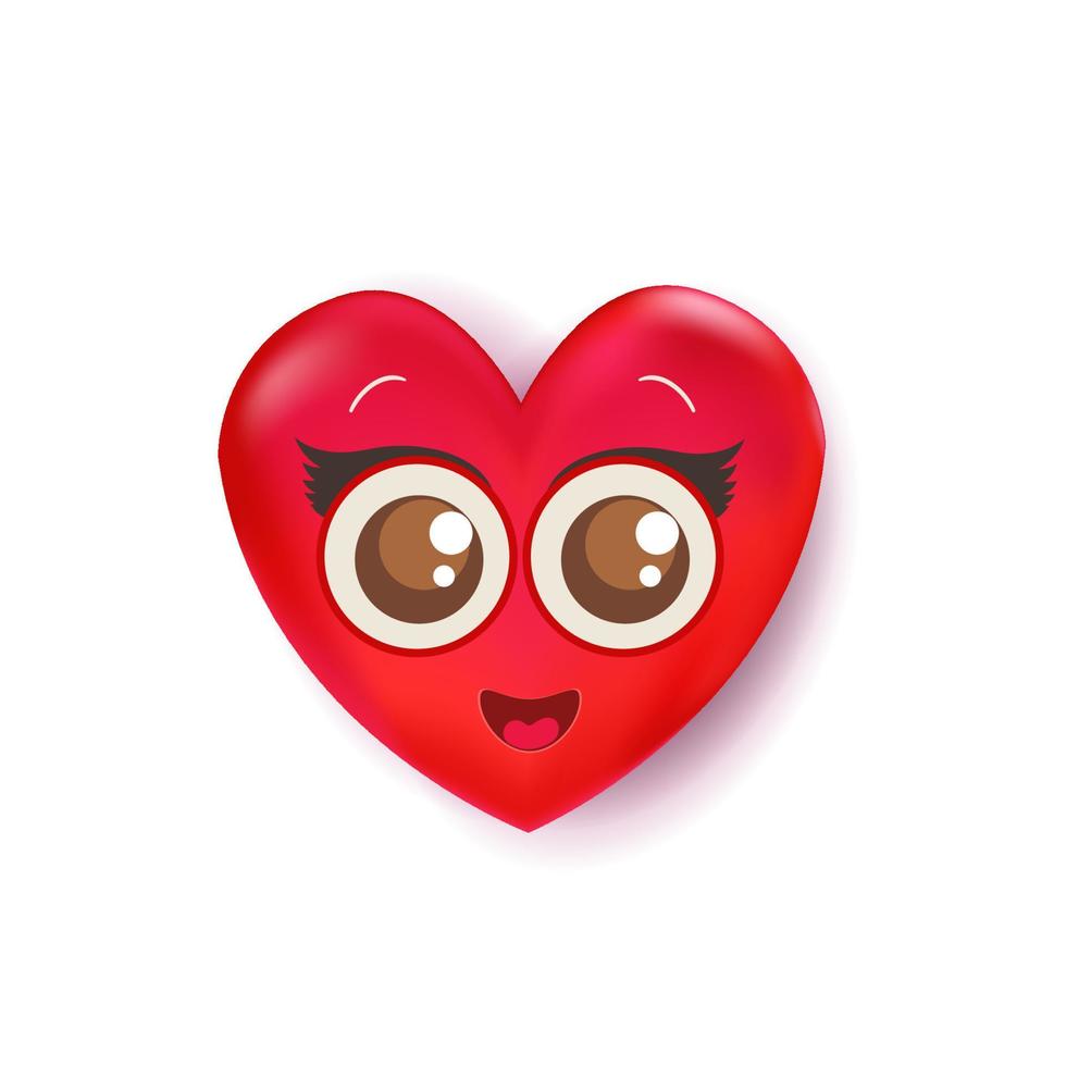 amore emoji. cuore icona divertente San Valentino. simboli per la stampa di t-shirt, icona, logo, etichetta, patch, adesivo. vettore