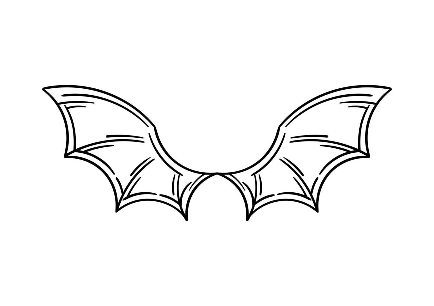 illustrazione disegnata a mano di ali di pipistrello vettore