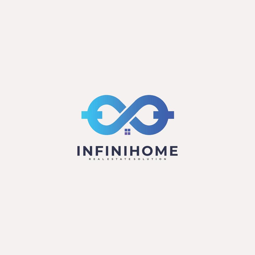 illustrazione del logo vettoriale stile colorato gradiente casa infinito.