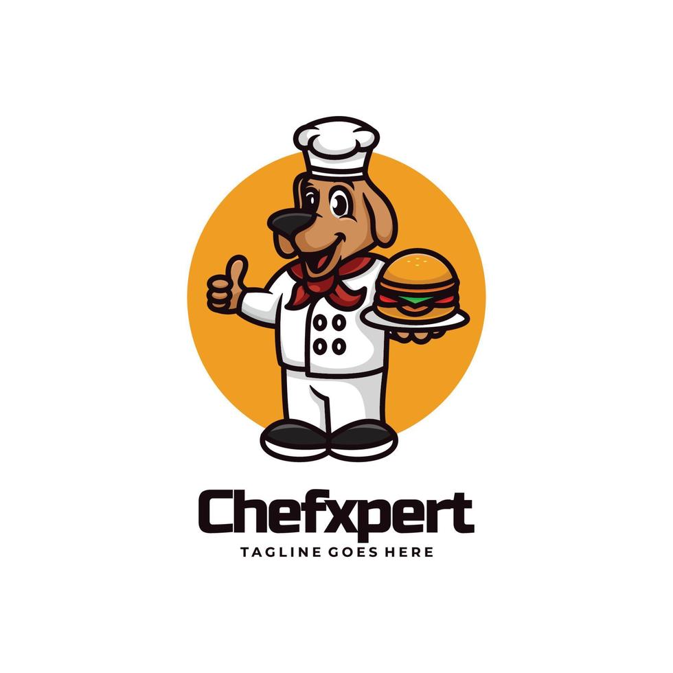 illustrazione del logo vettoriale stile cartone animato mascotte esperto chef.