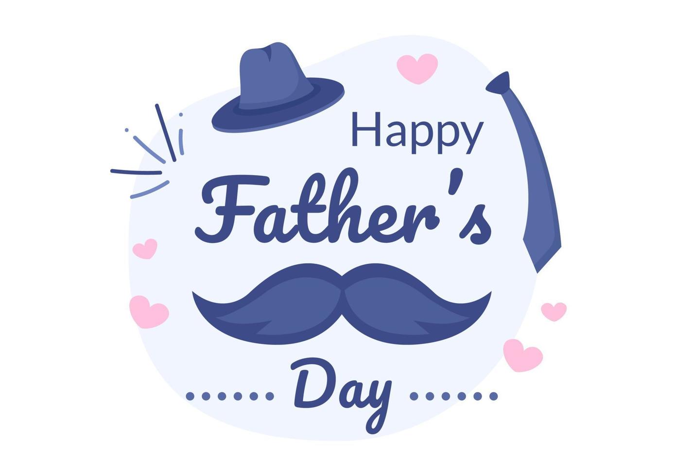 illustrazione del fumetto di felice festa del papà con cravatta, baffi, occhiali da sole, tazza di caffè o borsa in stile piatto per poster o biglietto di auguri vettore