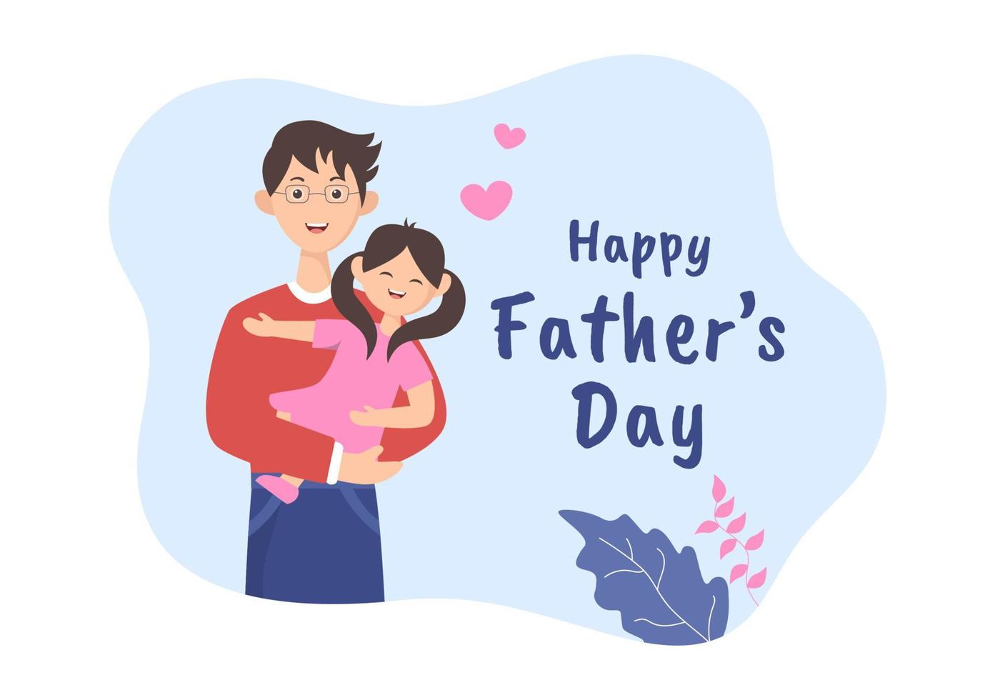 illustrazione del fumetto di felice festa del papà con l'immagine di padre e figlio in un design piatto per poster o biglietto di auguri vettore