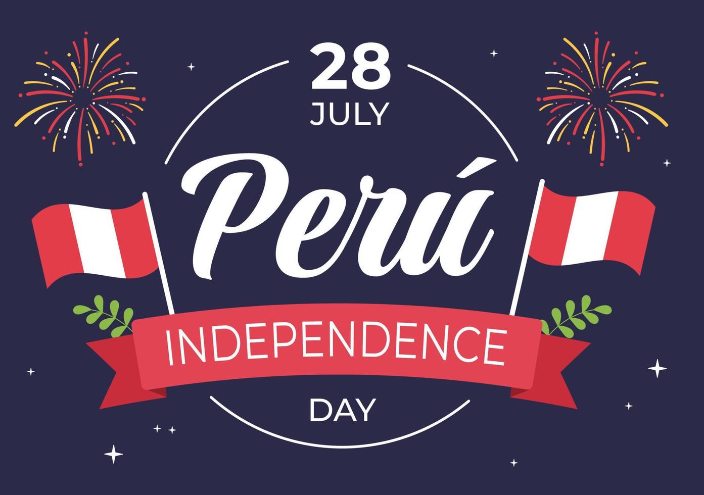 felices fiestas patrias o festa dell'indipendenza peruviana simpatico cartone animato illustrazione con bandiera per la festa nazionale del Perù celebrazione il 28 luglio in stile piatto sfondo vettore