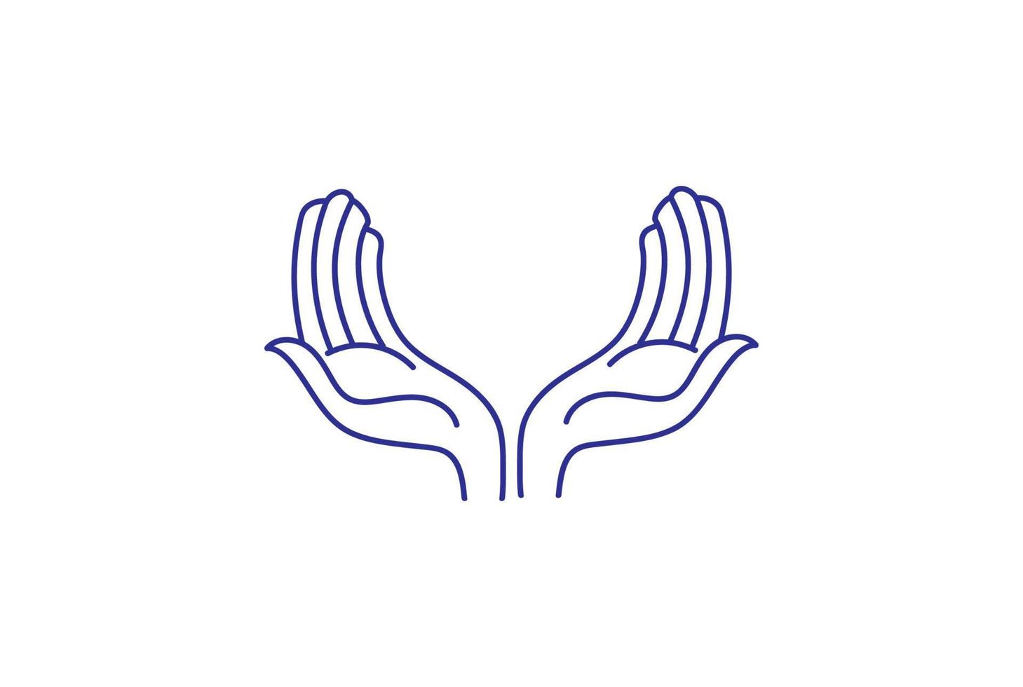 semplice mano minimalista pregare forma corno di cervo linea logo design vector