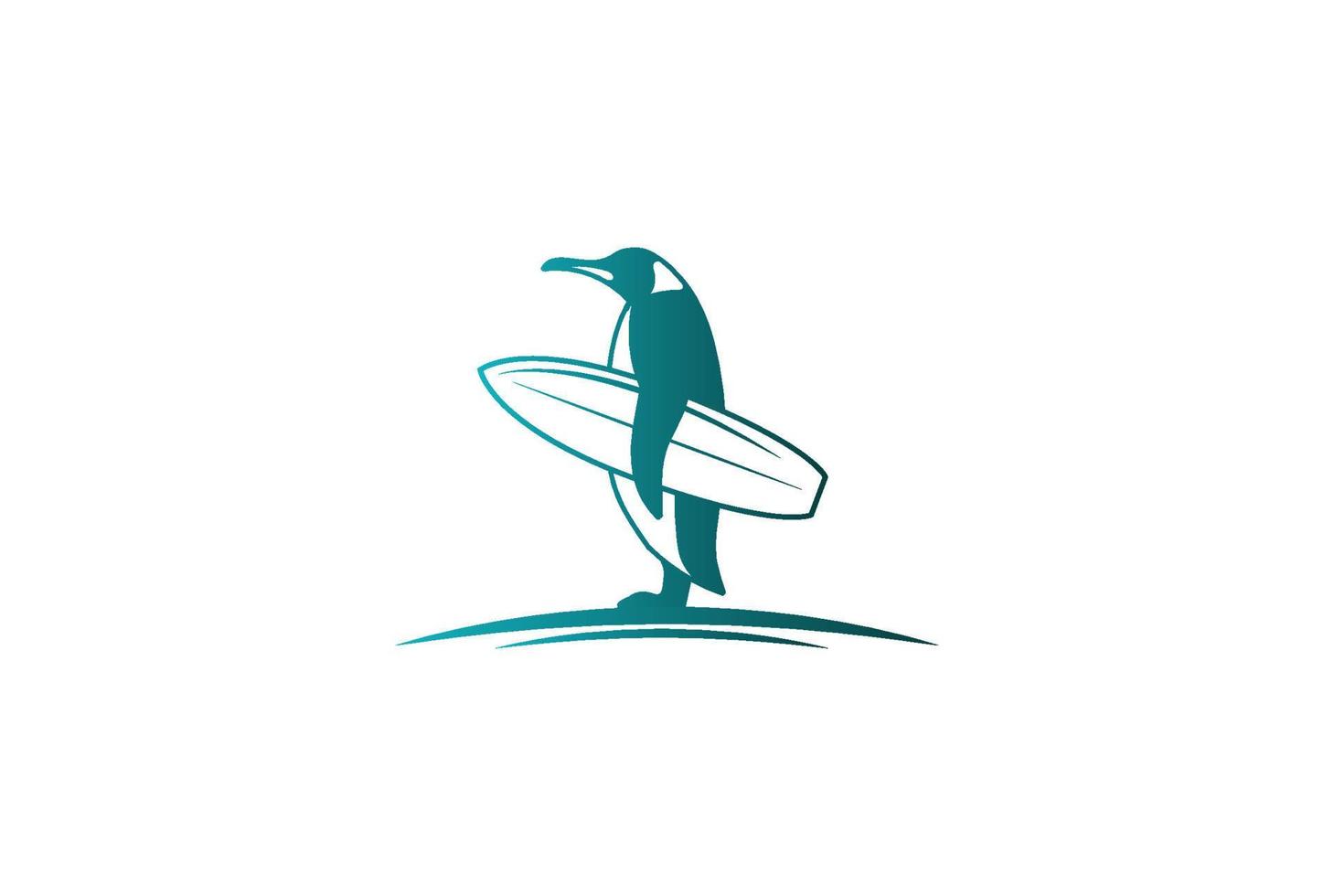 semplice in piedi pinguino mascotte personaggio cartone animato tenere tavola da surf per spiaggia surf sport club concorrenza logo design vettore