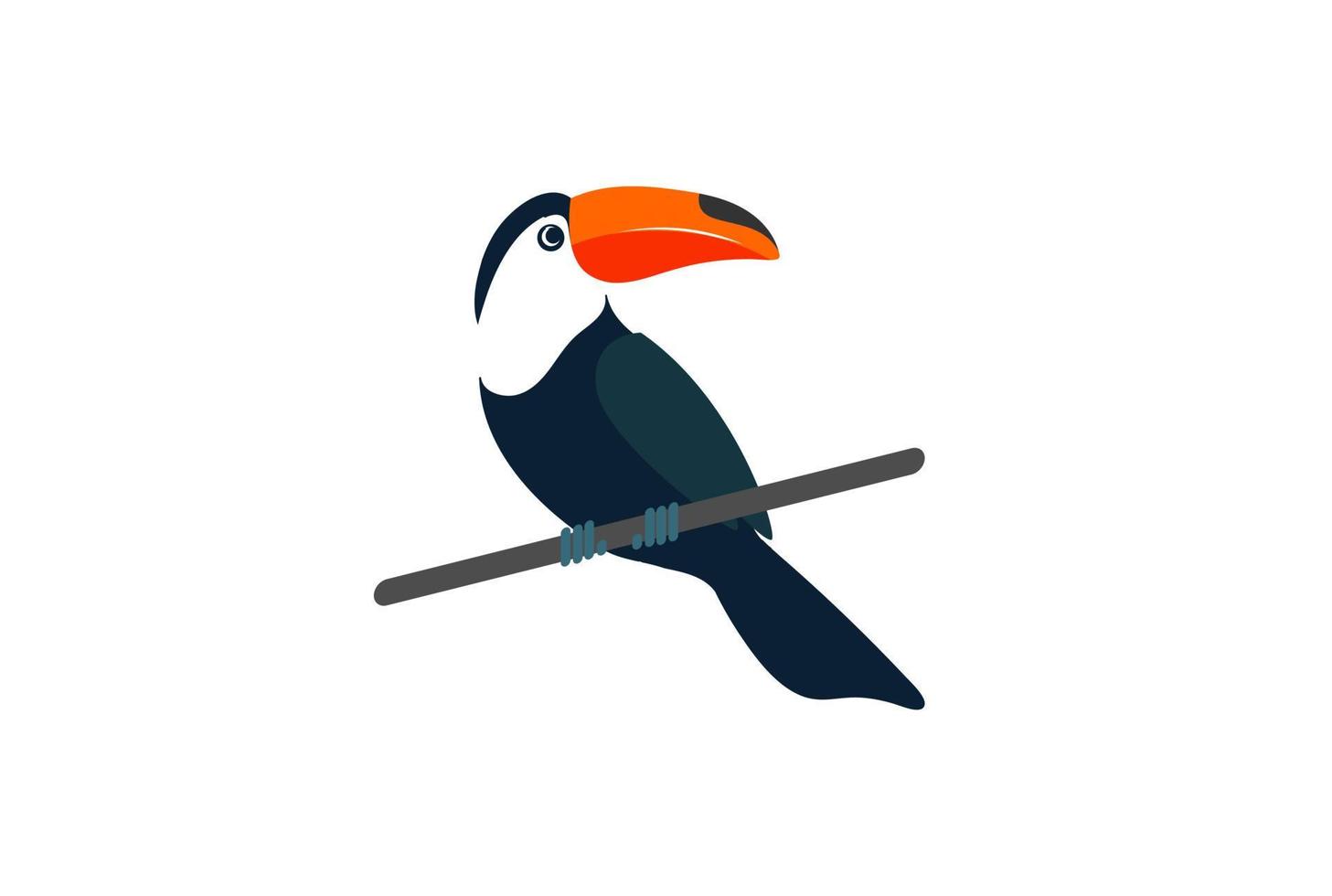 disegno del logo colorato semplice uccello tucano tropicale vettore