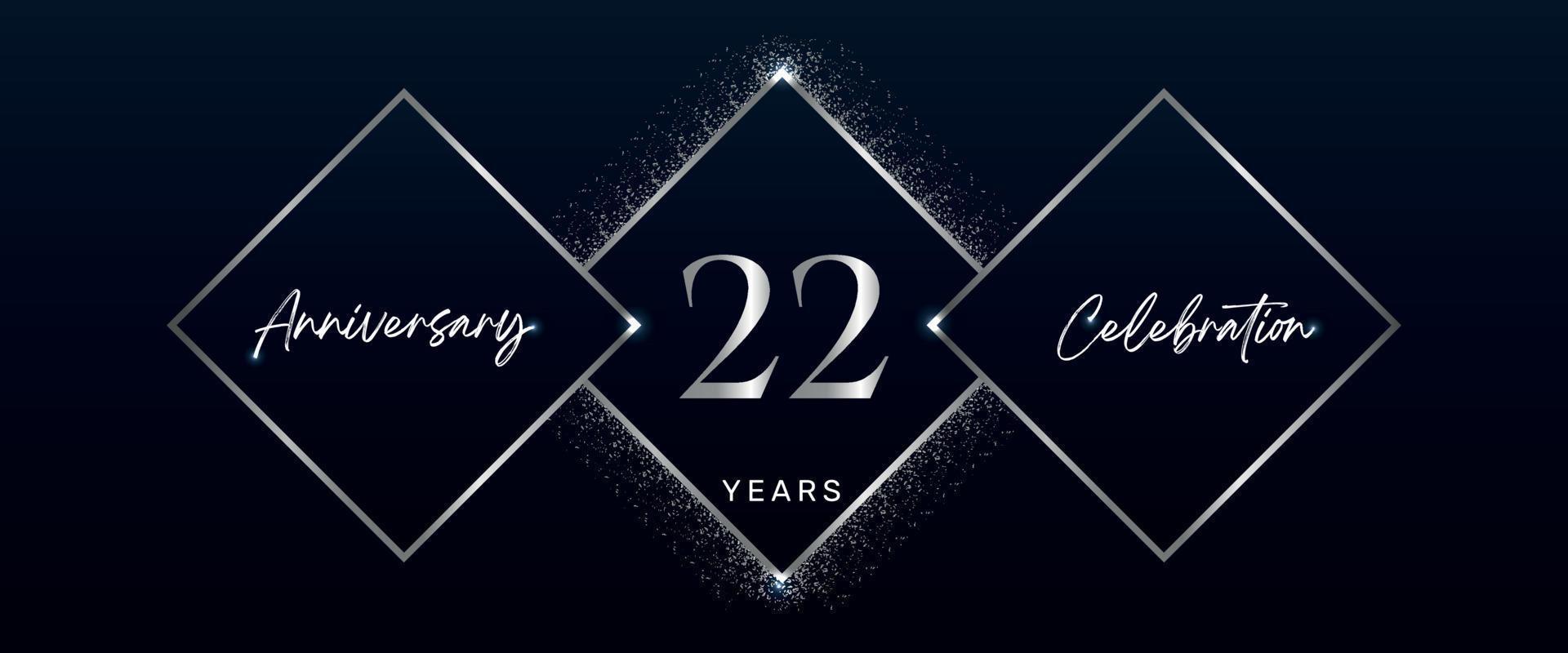 Logotipo di celebrazione dell'anniversario di 22 anni. disegno vettoriale per eventi di celebrazione dell'anniversario, festa di compleanno, biglietto di auguri, matrimonio, biglietto d'invito. Vettore di progettazione del modello di anniversario di 22 anni