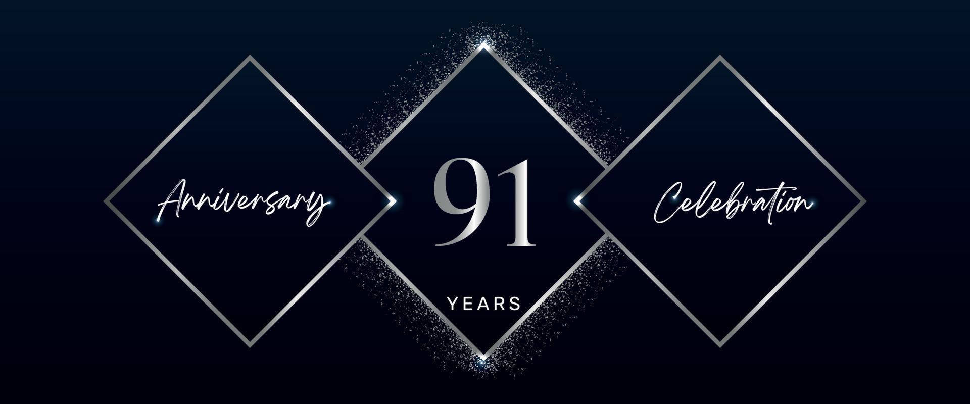 Logotipo di celebrazione dell'anniversario di 91 anni. disegno vettoriale per eventi di celebrazione dell'anniversario, festa di compleanno, biglietto di auguri, matrimonio, biglietto d'invito. Vettore di progettazione del modello di anniversario di 91 anni