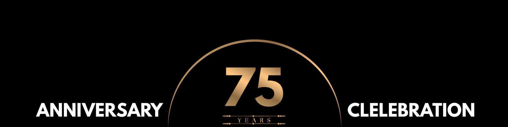 Celebrazione dell'anniversario di 75 anni con numero elegante isolato su sfondo nero. disegno vettoriale per biglietto di auguri, festa di compleanno, matrimonio, festa evento, cerimonia, biglietto d'invito.