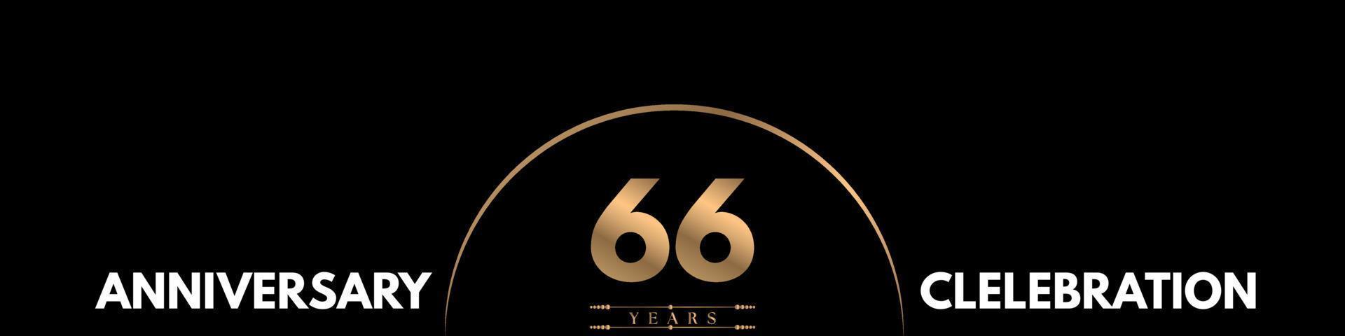 Celebrazione dell'anniversario di 66 anni con numero elegante isolato su sfondo nero. disegno vettoriale per biglietto di auguri, festa di compleanno, matrimonio, festa evento, cerimonia, biglietto d'invito.