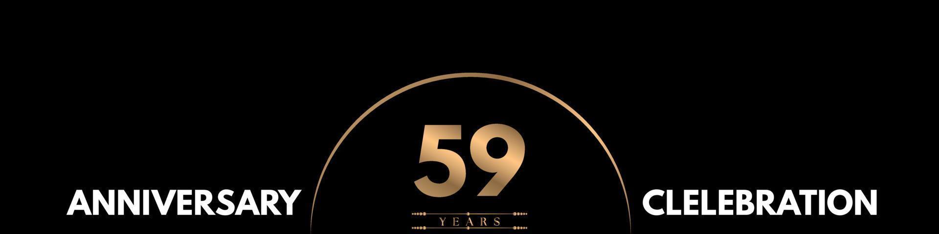 Celebrazione dell'anniversario di 59 anni con numero elegante isolato su sfondo nero. disegno vettoriale per biglietto di auguri, festa di compleanno, matrimonio, festa evento, cerimonia, biglietto d'invito.