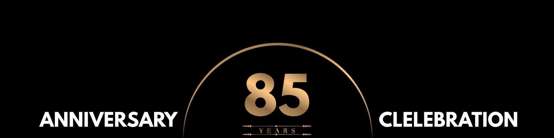Celebrazione dell'anniversario di 85 anni con numero elegante isolato su sfondo nero. disegno vettoriale per biglietto di auguri, festa di compleanno, matrimonio, festa evento, cerimonia, biglietto d'invito.